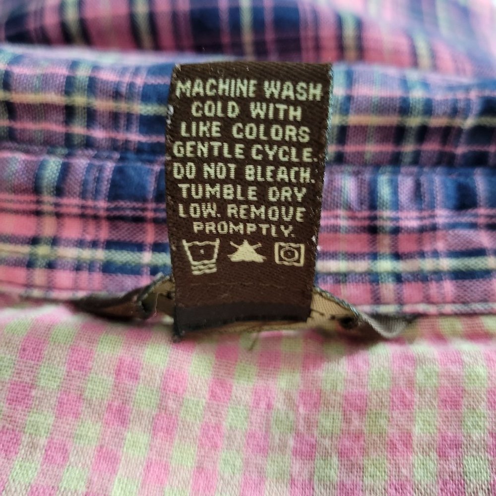Bit & Bridle Plaid Button Down Shirt - Pink and Blue - Picture 9 of 10